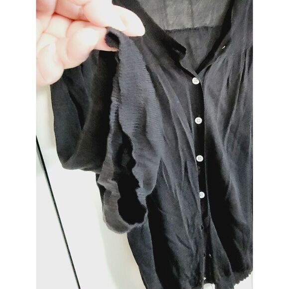 Alfani 1X Cardigan Sweater Black Knit 3/4 Sleeves Button Front Ltwt Rayon/Cotton - Picture 3 of 7